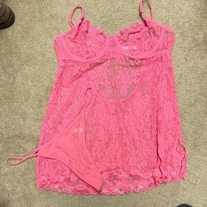 Victoria's Secret Pink Lace Chemise Set